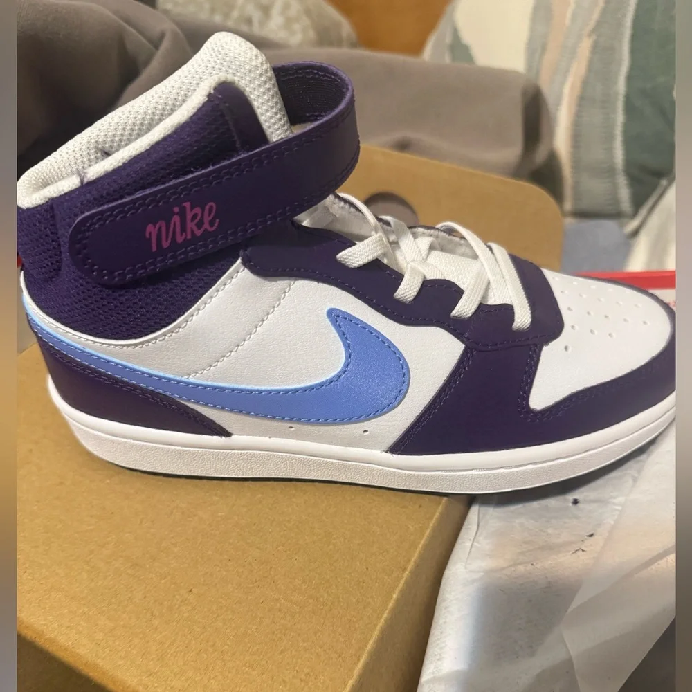 Nike Kids Purple, White & Light Blue High-Top Sneakers